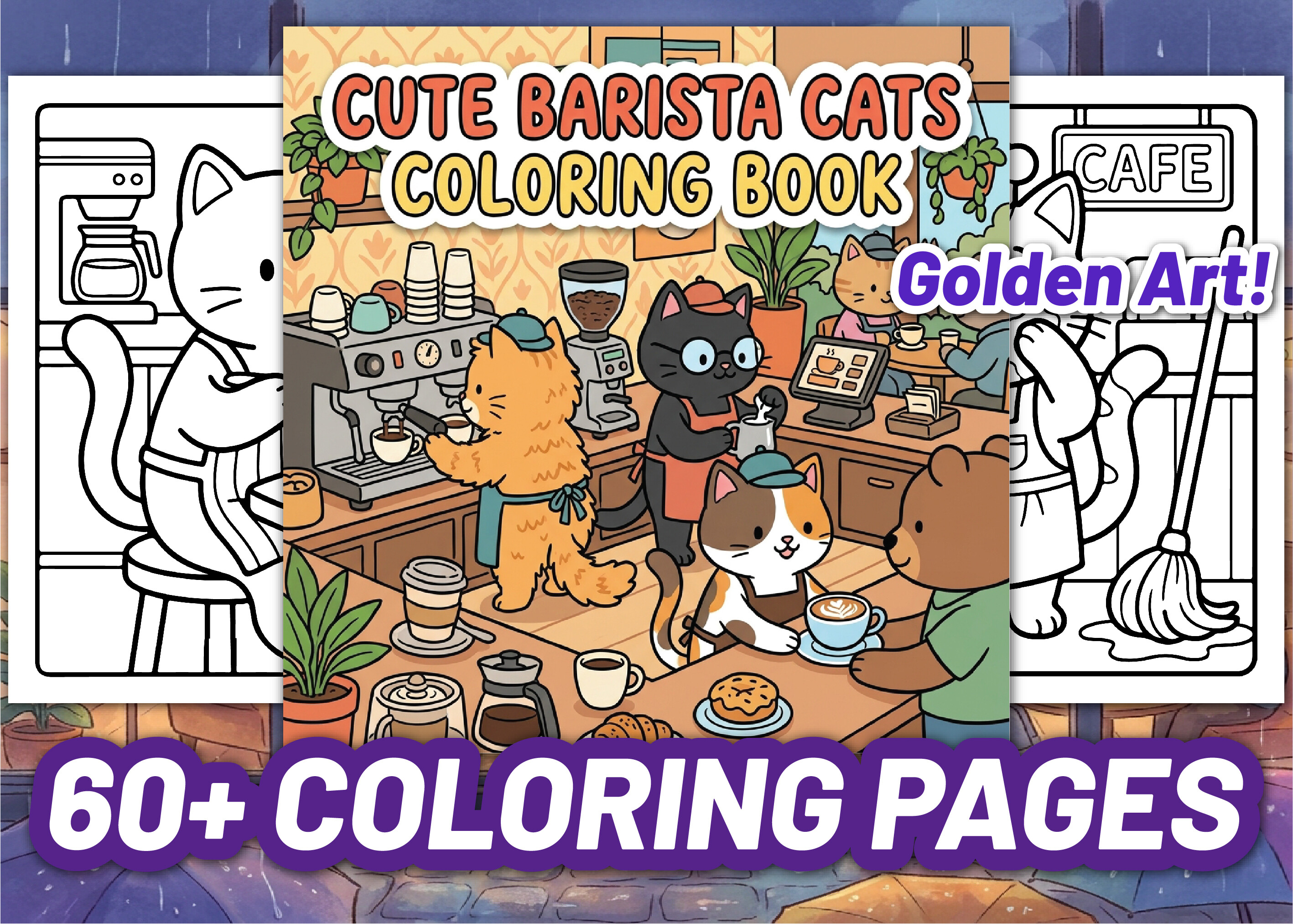 60+ Cute Barista Cats Coloring Pages