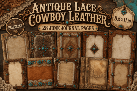 Antique Lace Cowboy Junk Journal Pages