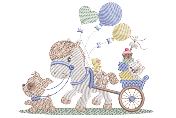 Baby Horse with Cart Design
