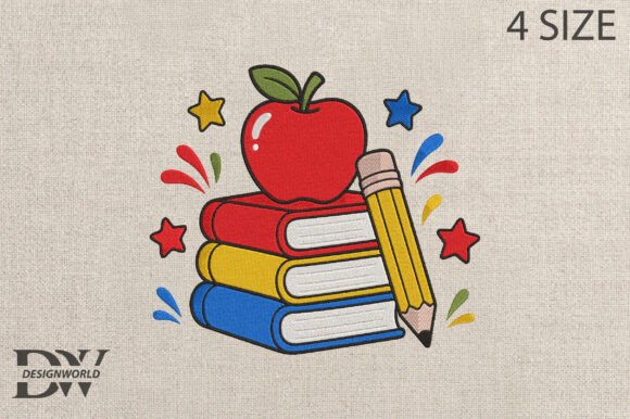 Books Apple Pencil Embroidery Design