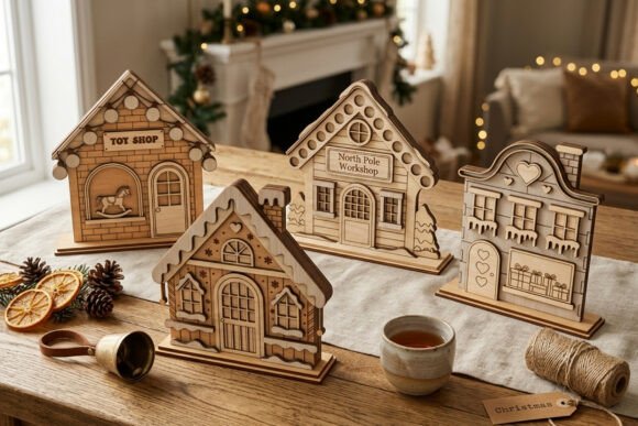 Christmas Village Houses SVG laser cut file