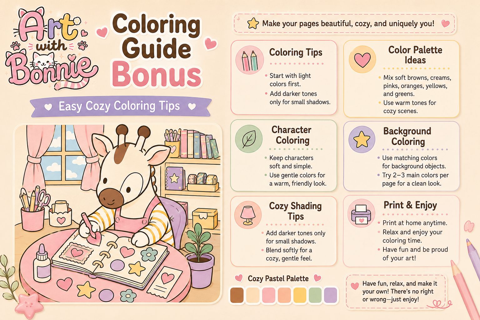 Cozy Okapi Stationery Shop Coloring Book