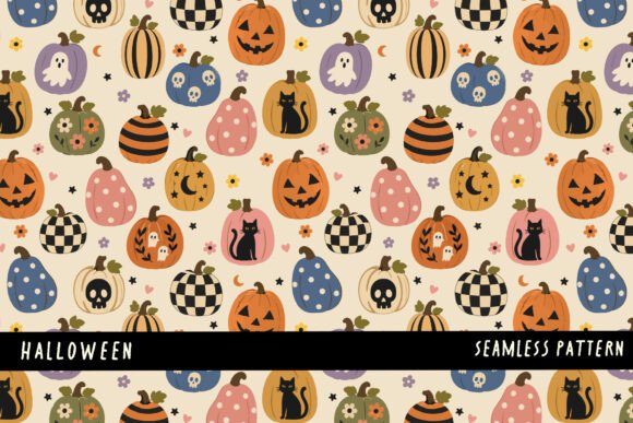 Cute Halloween Whimsical Pumpkin Pattern