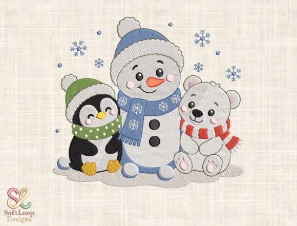 Cute Winter Friends Embroidery Design