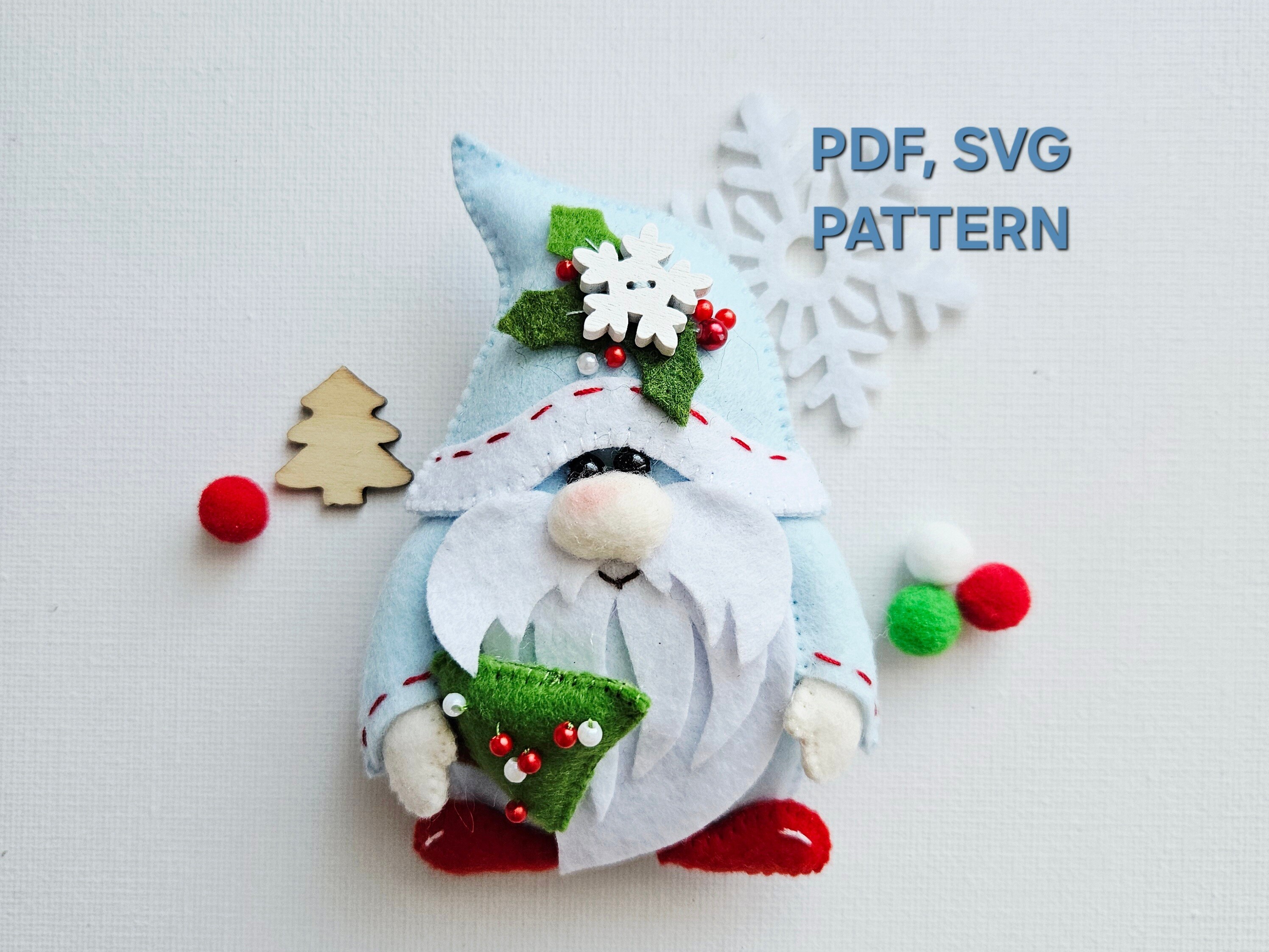 Easy Christmas Felt Gnome Sewing Pattern