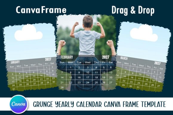 Editable 2027Grunge Canva Calendar Frame