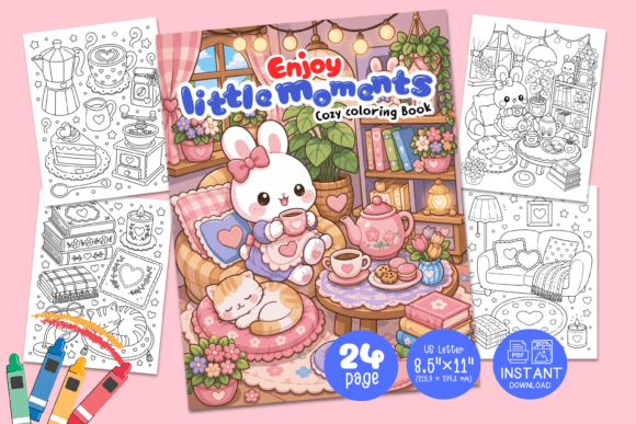 Enjoy Little Moments Cozy Coloring Book