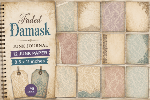 Faded Damask Junk Journal