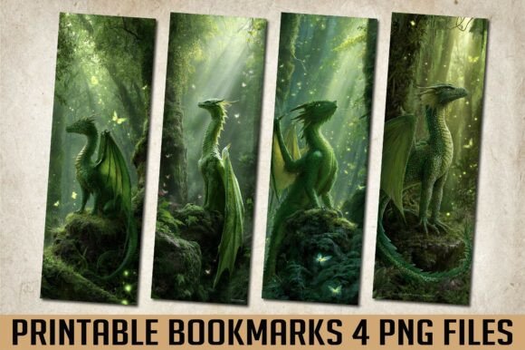 Fantasy Green Dragon Forest Bookmark