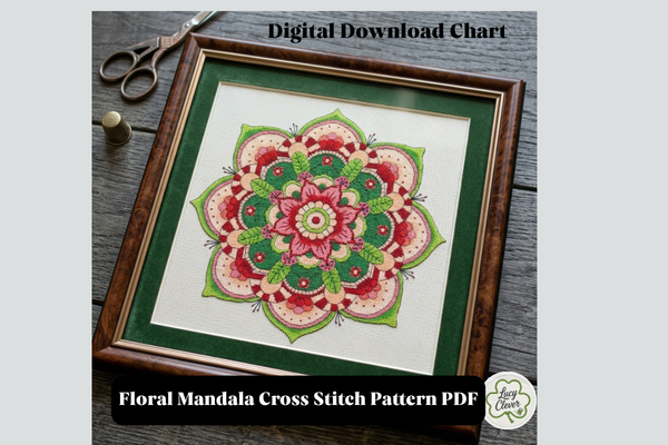 Floral Mandala Cross Stitch Pattern PDF