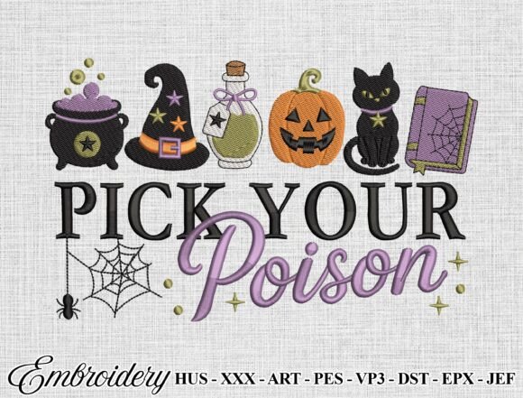 Halloween Witch Embroidery Design