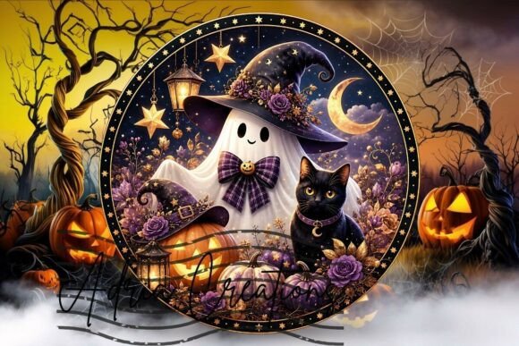Halloween Ghost Round Sign Wind Spinner