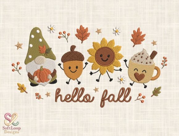 Hello Fall Embroidery Design