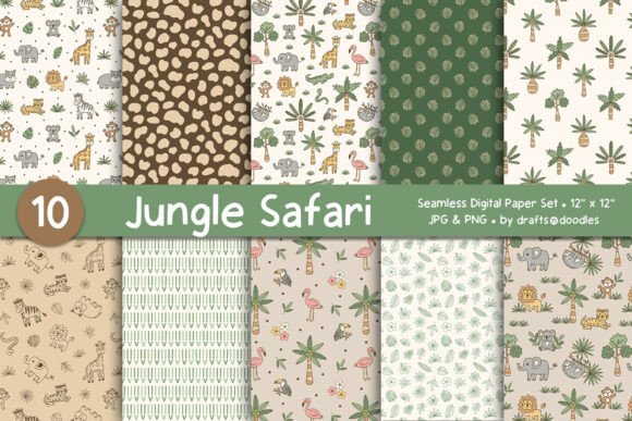 Jungle Safari Seamless Digital Paper Set