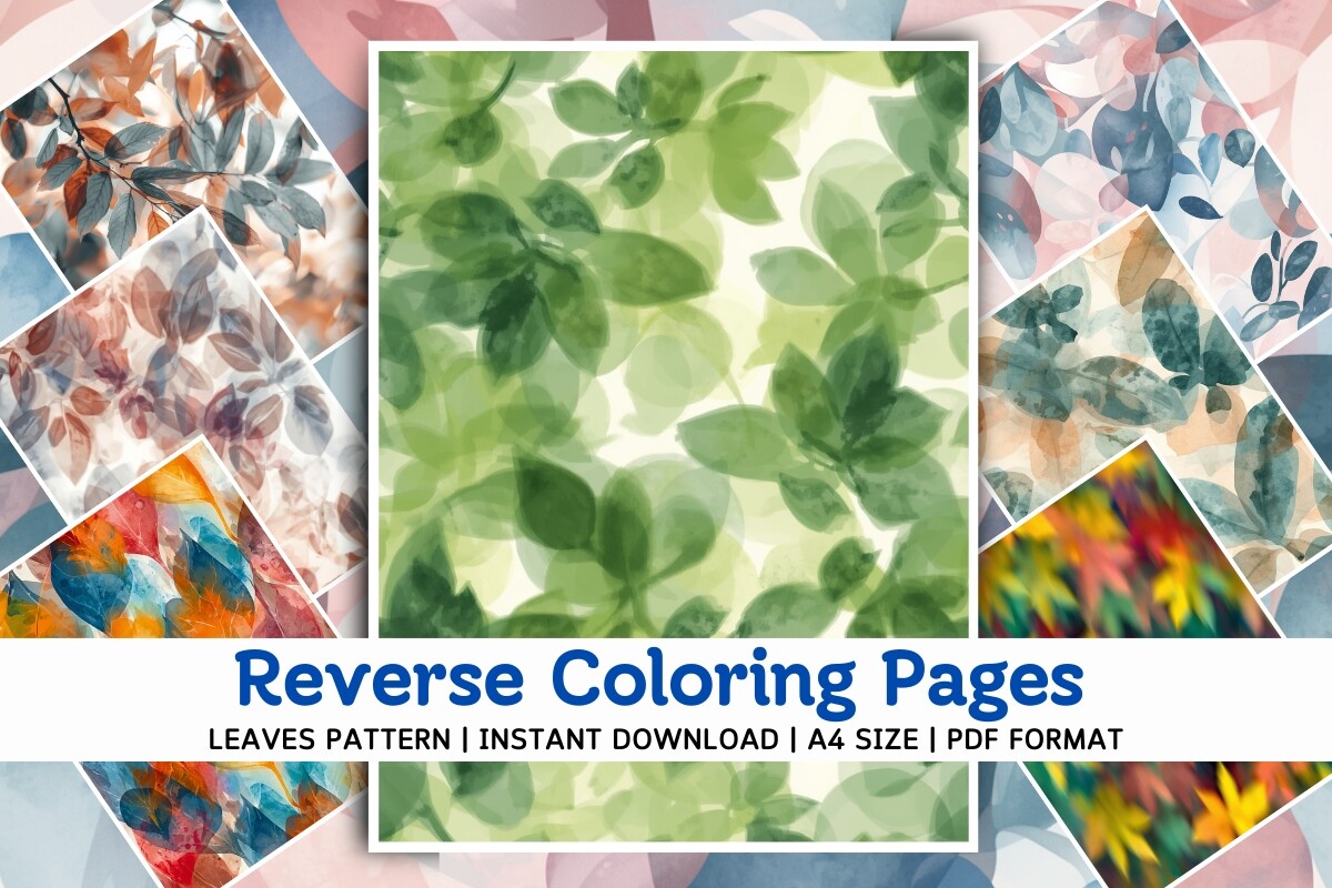 Leaves Pattern Reverse Coloring Pages