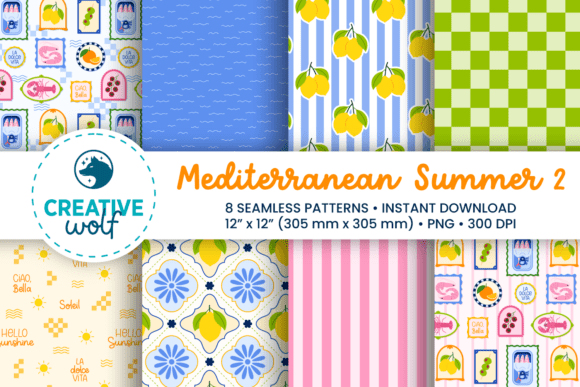 Mediterranean Summer Seamless Patterns 2