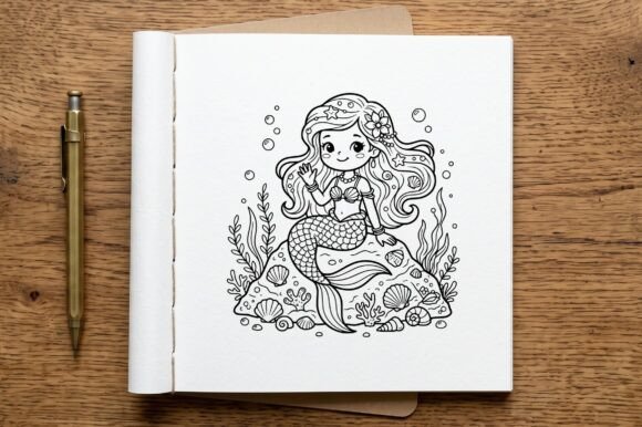 Mermaid Underwater Coloring Page