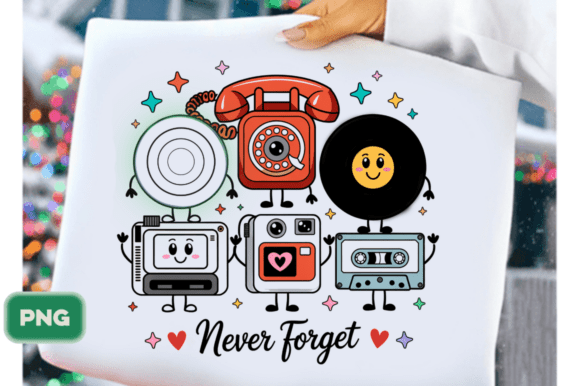 Never Forget PNG, Cute Retro Vinyl