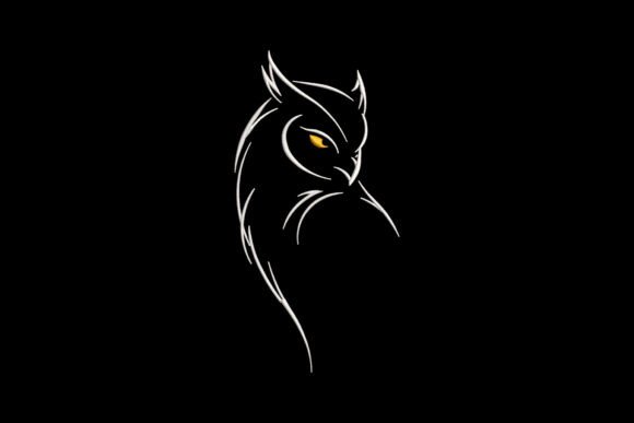Owl Bird Logo Line Art