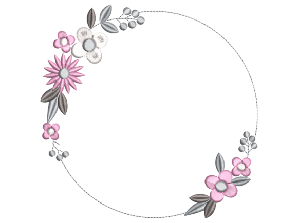 Pastel Floral Circle Wreath Embroidery