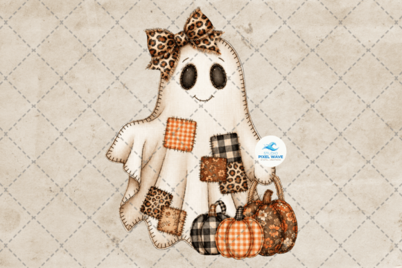 Patchwork Coquette Ghost Halloween Png