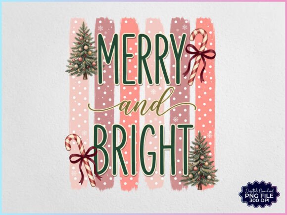Preppy Merry and Bright Christmas PNG