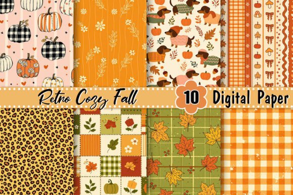 Retro Cozy Fall Digital Paper