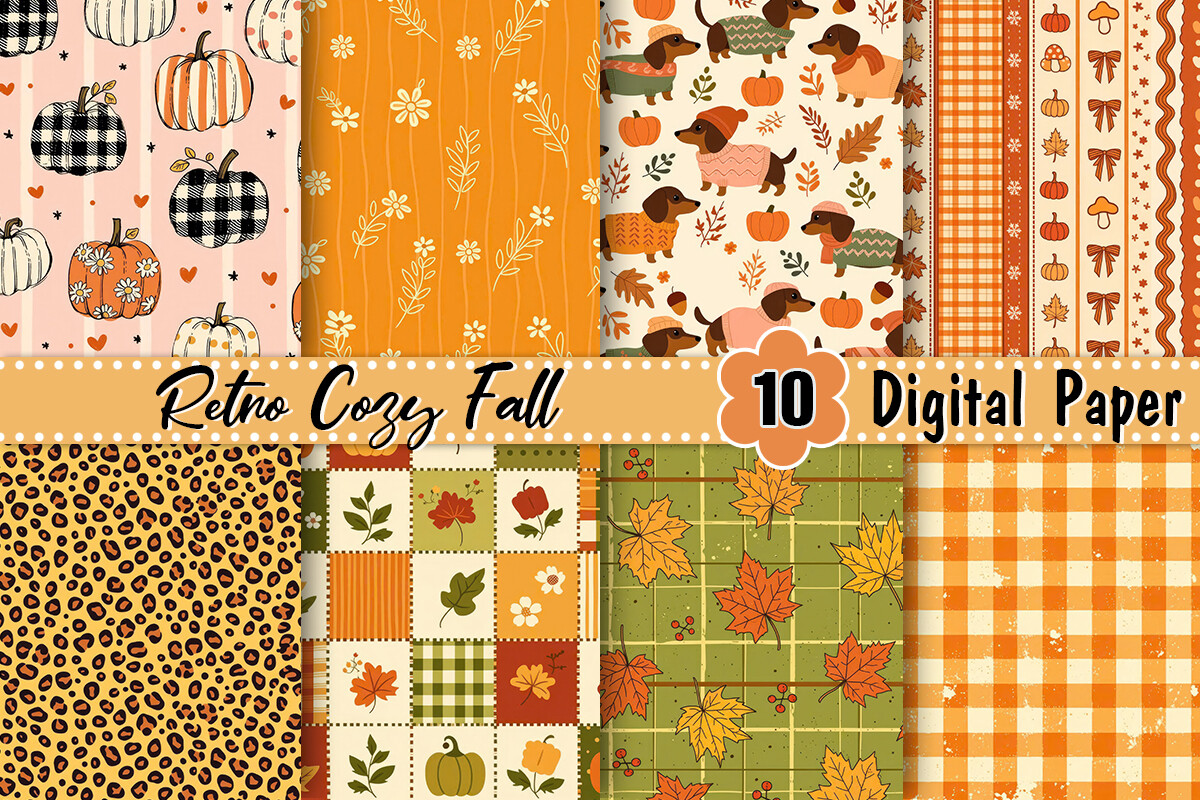 Retro Cozy Fall Digital Paper