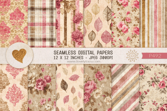 Vintage Floral Damask Seamless Papers