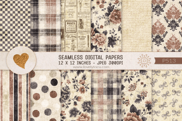 Vintage Floral Damask Seamless Papers