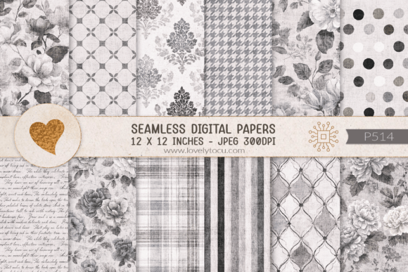 Vintage Floral Damask Seamless Papers