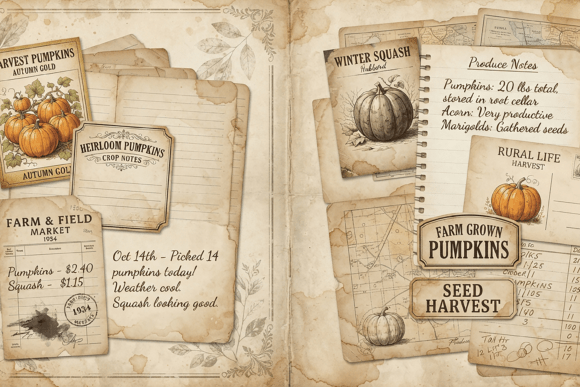 Vintage Pumpkin Harvest Papers