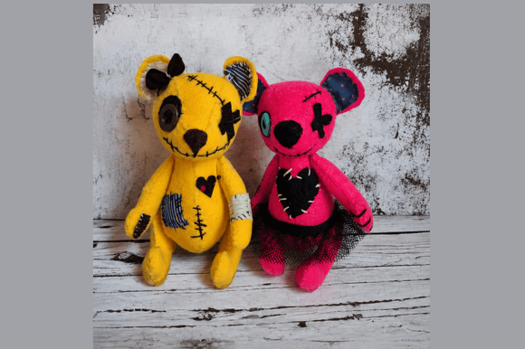 Cute Voodoo Bunny and Bear felt Halloween sewing project