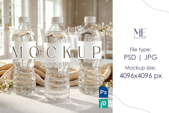Water Bottle Label Mockup 8x2