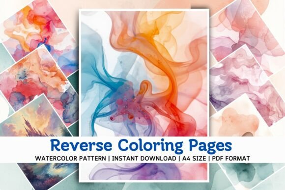 Watercolor Pattern Reverse Coloring Page