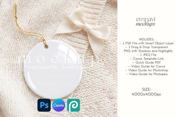 White Christmas Ornament Mockup
