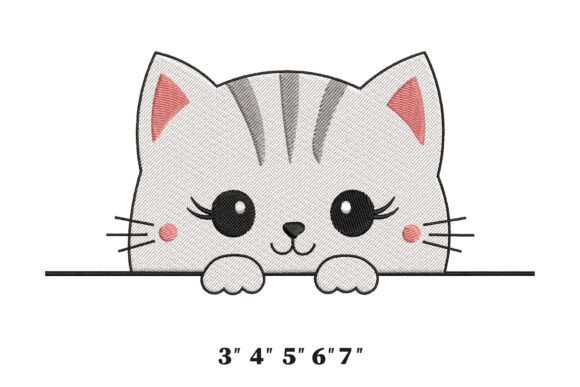 White Peeking Cat Face Head