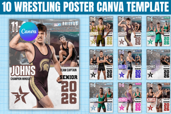 Wrestling Poster Canva Editable Template