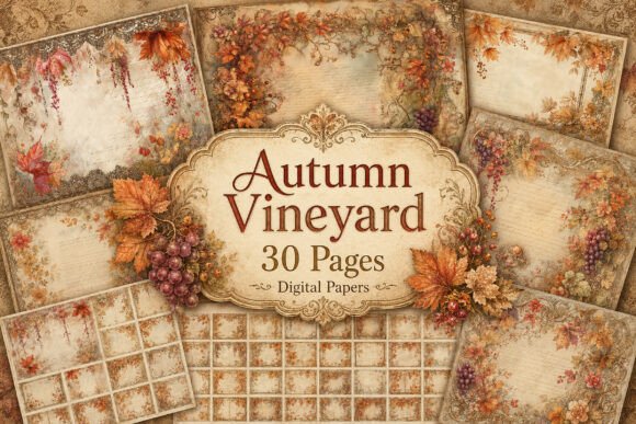 Autumn Vintage Floral Journal Papers