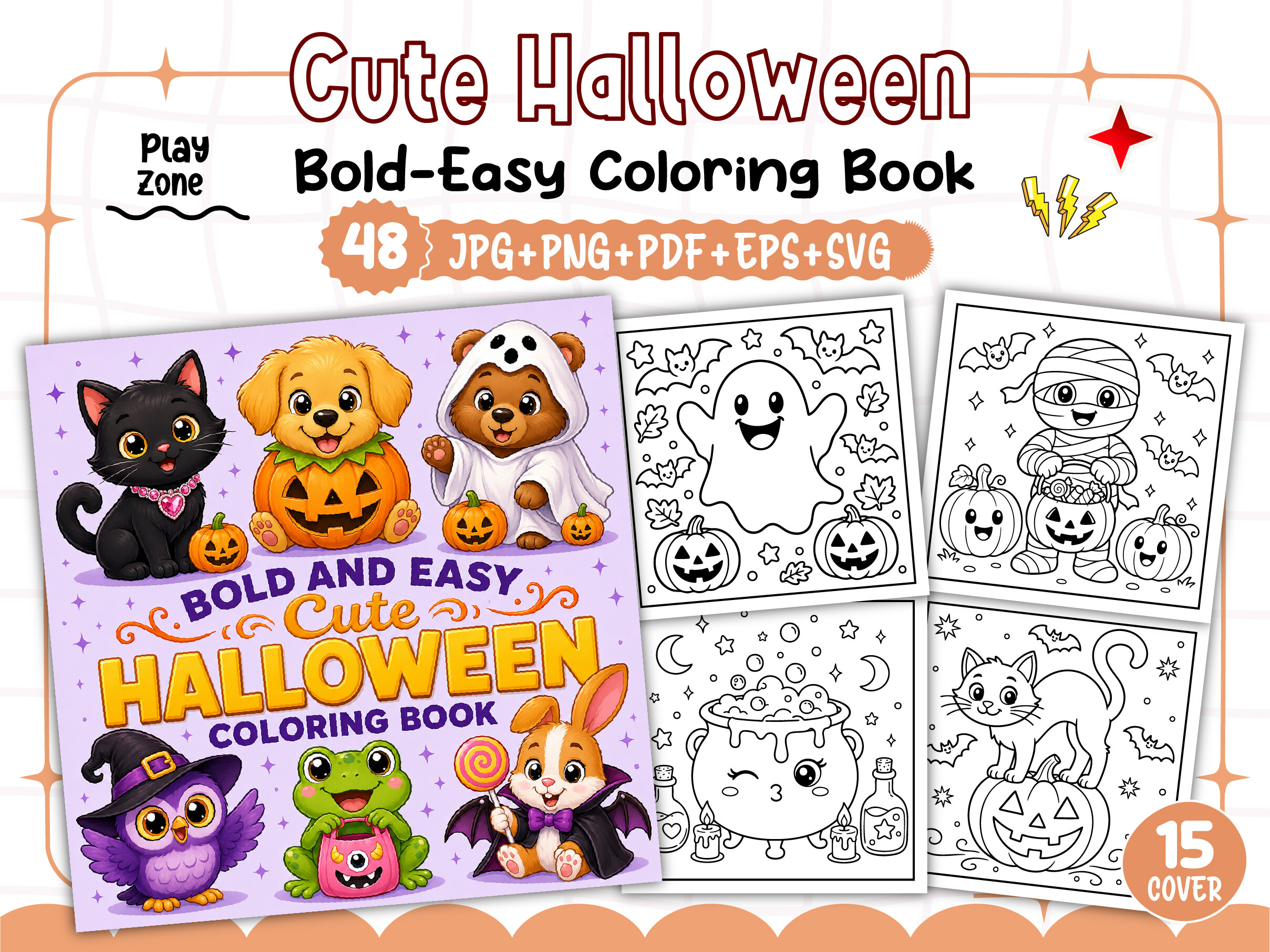 Bold Easy Cute Halloween Coloring Book