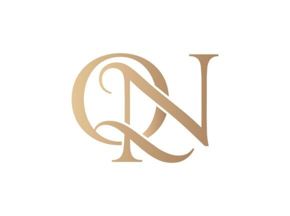 Bold QN Interlocked Serif Monogram Logo