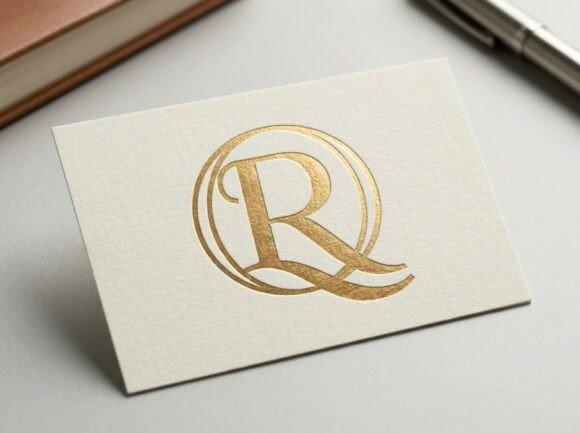 Bold QR Circular Serif Monogram Logo