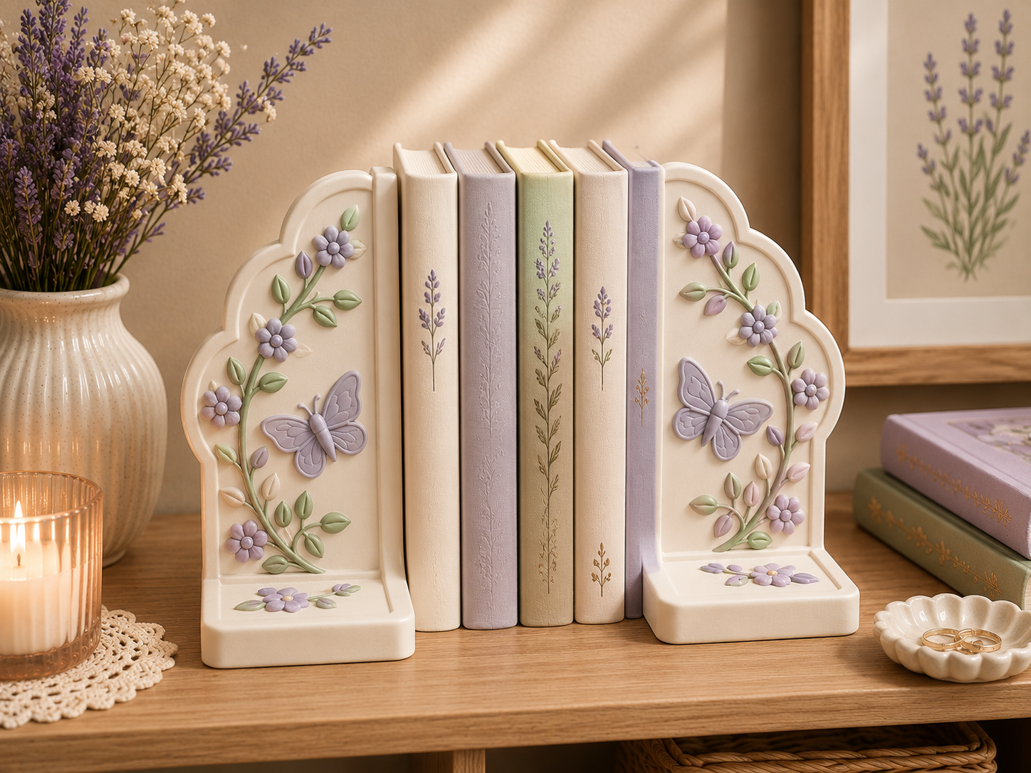 Butterfly Floral Bookends STL | Lavender - Elegant 3D Print - Image 5