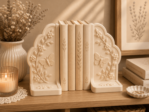 Butterfly Floral Bookends STL | Lavender - Elegant 3D Print - Image 2