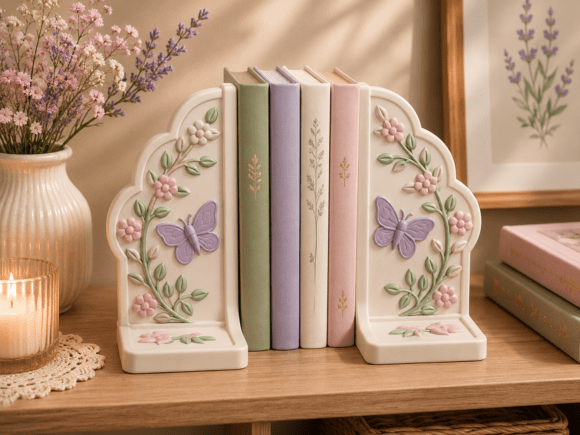 Butterfly Floral Bookends STL | Lavender - Elegant 3D Print - Image 4