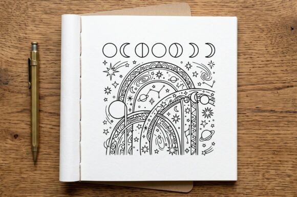Celestial Archway Moon Phases Coloring