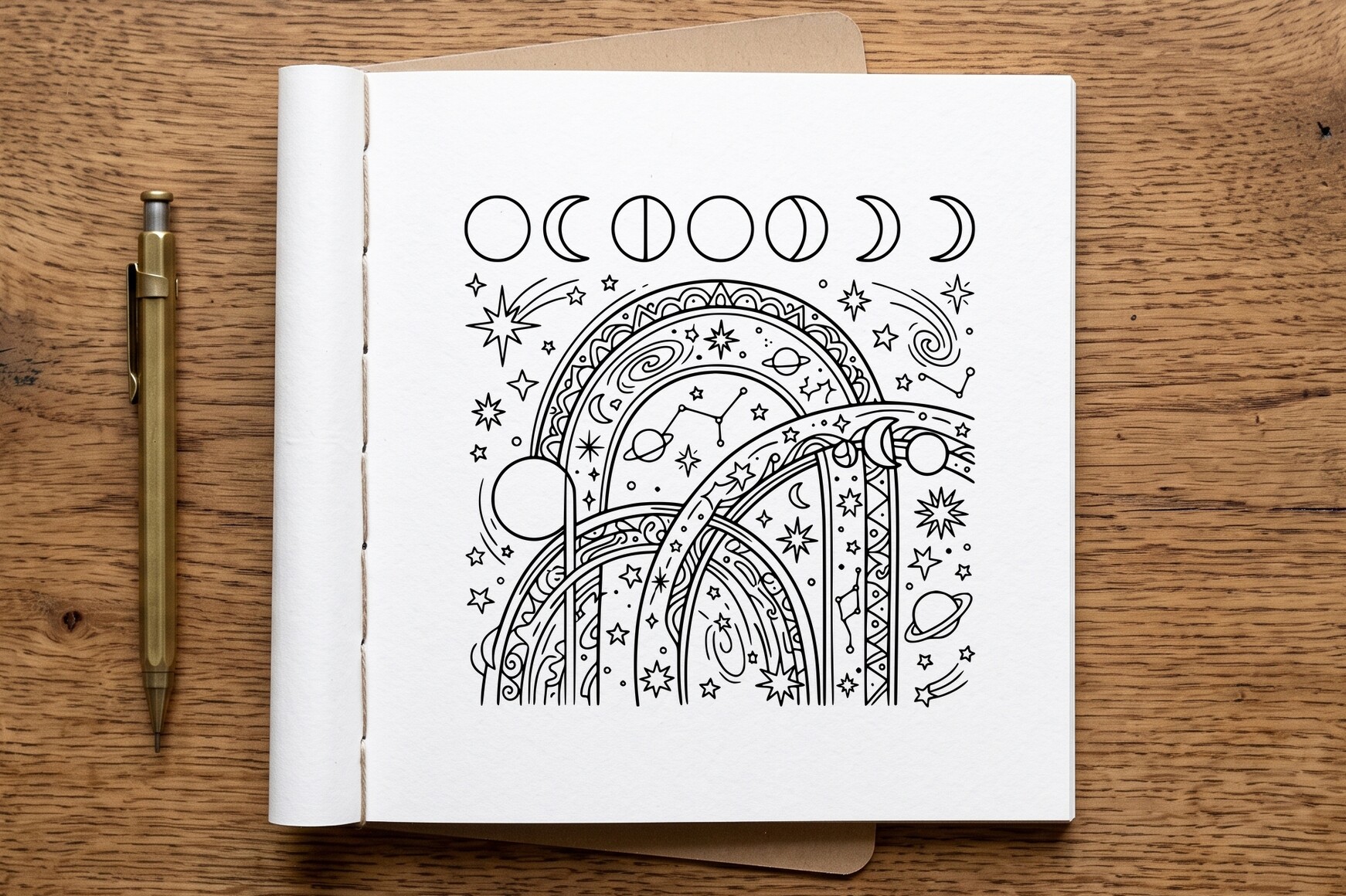 Celestial Archway Moon Phases Coloring