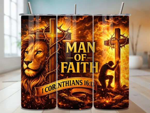 Christian Man of Faith Lion Tumbler Wrap