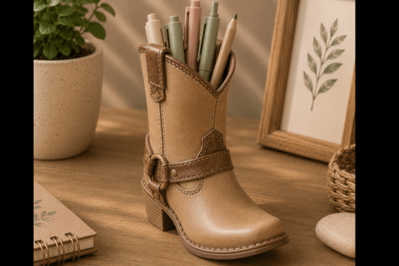 Cowboy Boot Pen Holder STL | Western Desk Organizer 3D Print - Image 5