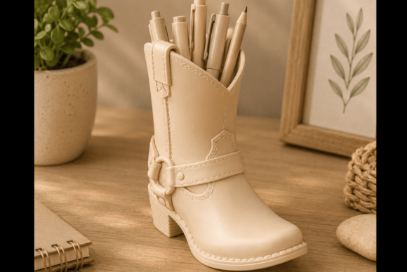 Cowboy Boot Pen Holder STL | Western Desk Organizer 3D Print - Image 6